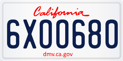 CA license plate 6XOO680