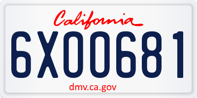 CA license plate 6XOO681