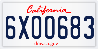 CA license plate 6XOO683