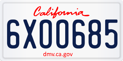CA license plate 6XOO685