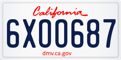 CA license plate 6XOO687