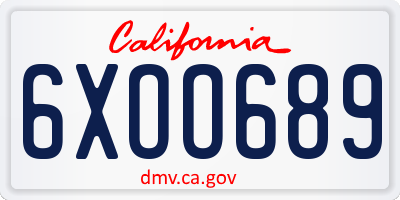 CA license plate 6XOO689
