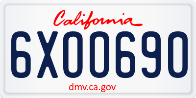 CA license plate 6XOO690