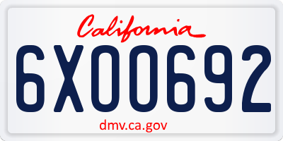 CA license plate 6XOO692