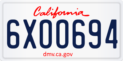 CA license plate 6XOO694