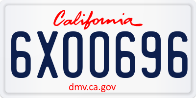 CA license plate 6XOO696