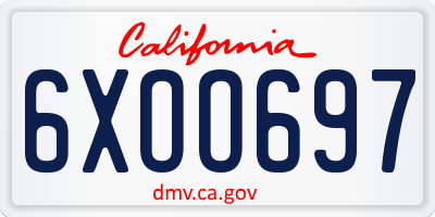 CA license plate 6XOO697