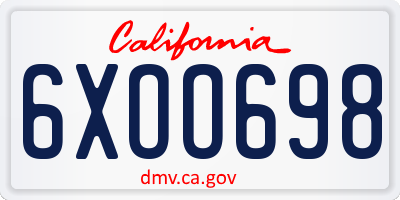 CA license plate 6XOO698