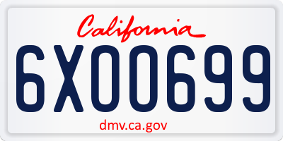 CA license plate 6XOO699