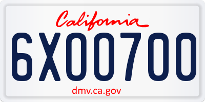 CA license plate 6XOO700