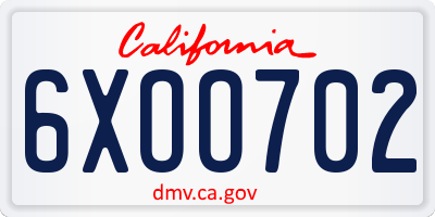 CA license plate 6XOO702
