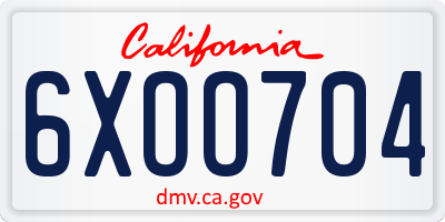 CA license plate 6XOO704