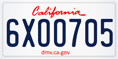 CA license plate 6XOO705