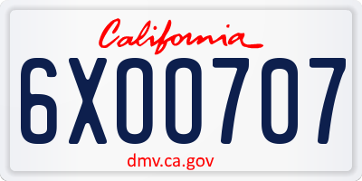 CA license plate 6XOO707