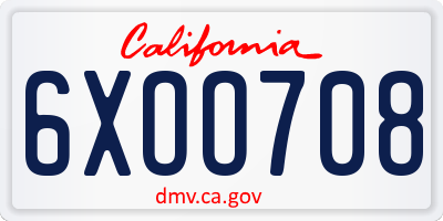 CA license plate 6XOO708