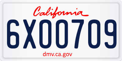 CA license plate 6XOO709