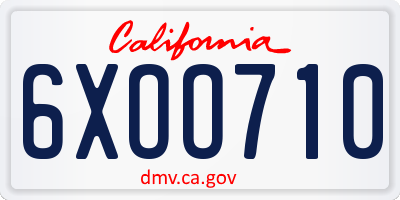 CA license plate 6XOO710