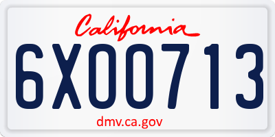 CA license plate 6XOO713