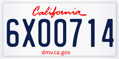 CA license plate 6XOO714