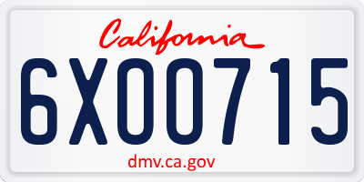 CA license plate 6XOO715