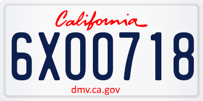 CA license plate 6XOO718