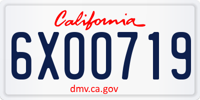 CA license plate 6XOO719