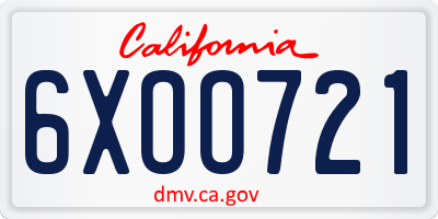 CA license plate 6XOO721