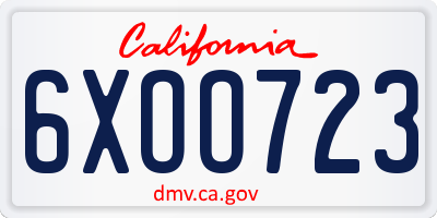 CA license plate 6XOO723