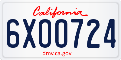 CA license plate 6XOO724