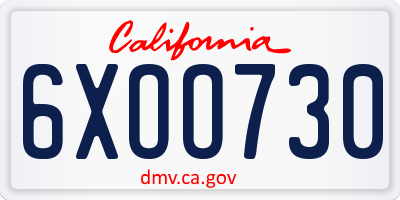 CA license plate 6XOO730