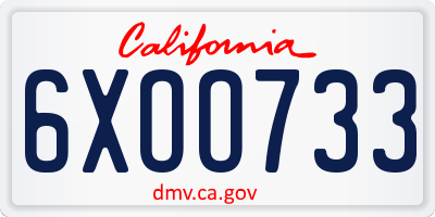 CA license plate 6XOO733