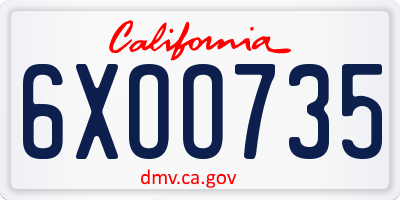 CA license plate 6XOO735