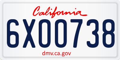 CA license plate 6XOO738