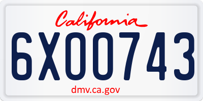CA license plate 6XOO743