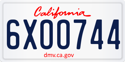 CA license plate 6XOO744