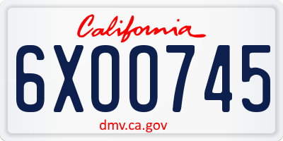 CA license plate 6XOO745