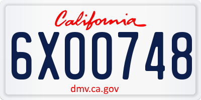 CA license plate 6XOO748