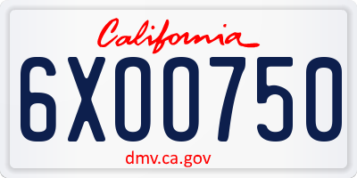 CA license plate 6XOO750
