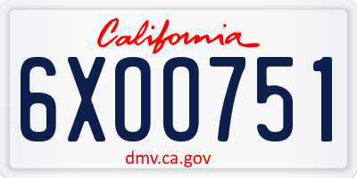 CA license plate 6XOO751