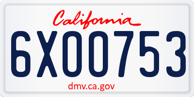 CA license plate 6XOO753