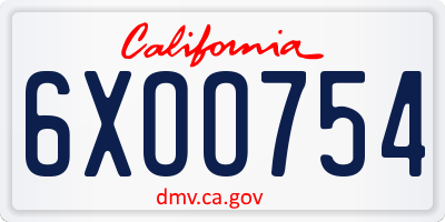 CA license plate 6XOO754
