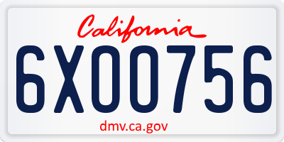 CA license plate 6XOO756