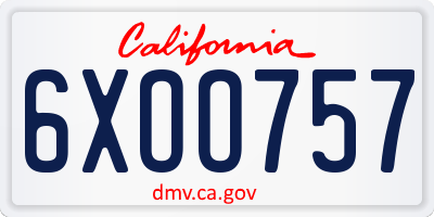 CA license plate 6XOO757