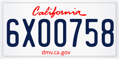 CA license plate 6XOO758
