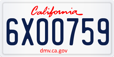 CA license plate 6XOO759