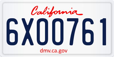 CA license plate 6XOO761