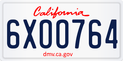 CA license plate 6XOO764