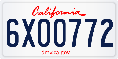 CA license plate 6XOO772