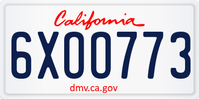 CA license plate 6XOO773