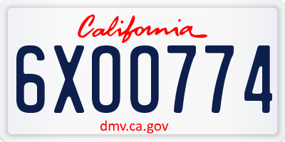 CA license plate 6XOO774